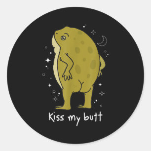 Adesivo Arte de Rã Cottagecore Beije Meu Traseiro Rã Engra