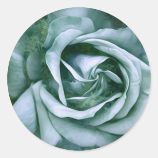 Adesivo Arte de Rosa Pintada com Textura Grunge - Turquesa