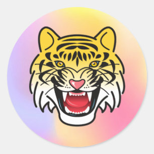 Adesivo Arte de Rosto de Tigre Sorridente-21876