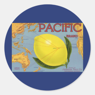 Adesivo Arte de rótulo de caixa de frutas vintage Pacific 