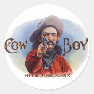 Adesivo Arte de Rótulo de Charuto Antigo, Cowboy Acerta o 