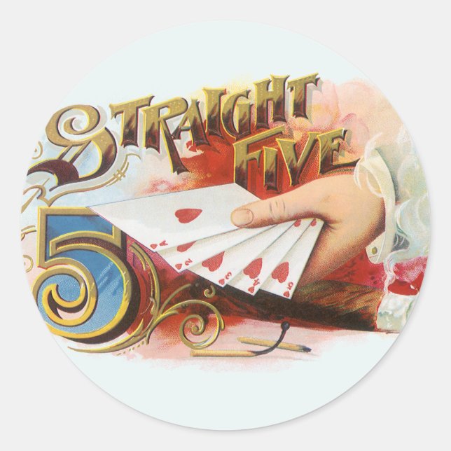 Adesivo Arte de rótulo de charuto vintage Straight Flush c (Frente)