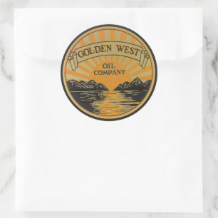 Adesivo Arte de rótulo de produto vintage, Golden West Oil