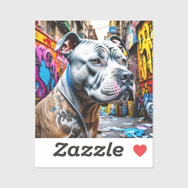 Adesivo Arte de Rua Graffiti Urbano Pitbull (Folha)