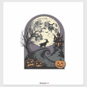 Adesivo Arte de Silhueta de Halloween Vintage de Cabra Ass
