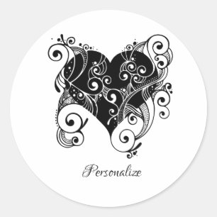 Adesivo Arte de Tatuagem de Coração Preto Gótico Personali