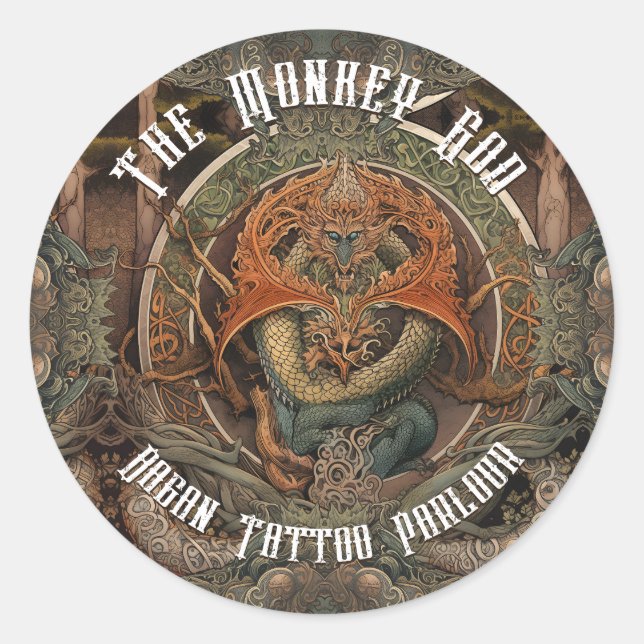 Adesivo Arte De Tatuagem Do Dragão Macaco Japonês, Parlor  (Frente)