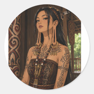 ADESIVO ARTE DE TATUAGEM TRIBAL FEMININA DAYAK COM ORELHA 