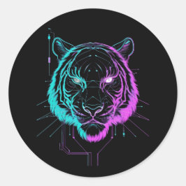 Adesivo Arte de tigre digital néon