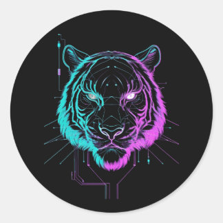 Adesivo Arte de tigre digital néon