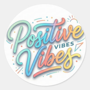 Adesivo Arte de Tipografia de Vibrações Positivas Colorida