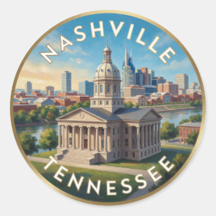 Adesivo Arte de Viagem Cidade da Música Nashville Tennesse