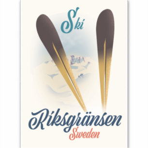 Adesivo Arte de viagem de esqui Riksgränsen Suécia