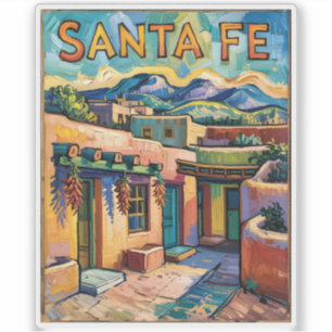 Adesivo Arte de Viagem de Santa Fé ao Estilo de Van Gogh c