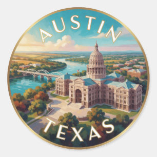 Adesivo Arte de Viagem do Capitólio da Skyline de Austin T