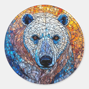 Adesivo Arte de Vidro Manchado de Urso Polar Majestoso