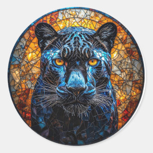 Adesivo Arte de Vidro Manchado Pantera Majestosa