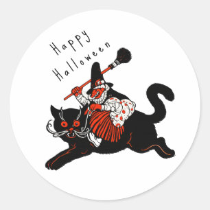 Adesivo Arte Deco de bruxa de gato preto do Halloween dos
