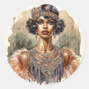 Adesivo Arte Deco Flapper Afro-Americana