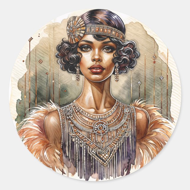 Adesivo Arte Deco Flapper Afro-Americana (Frente)