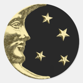 Adesivo Arte Deco Moon e Estrelas - Preto e Dourado
