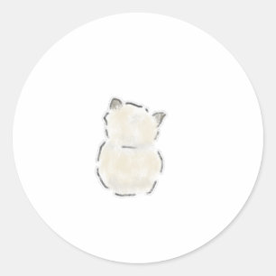 Adesivo Arte Desenhada à Mão de Gato Branco Fofinho Vista
