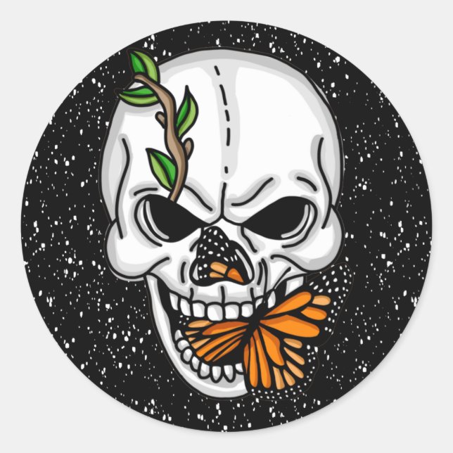 Adesivo Arte Digital Crânio e Borboleta (Frente)