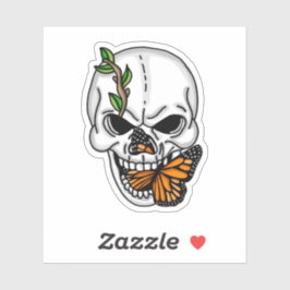 Adesivo Arte Digital Crânio e Borboleta