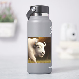Adesivo Arte Digital de Búfalo Branco Místico em Vinil