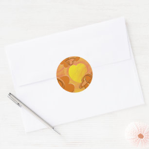 Adesivo Arte Digital de Coração Laranja e Amarelo