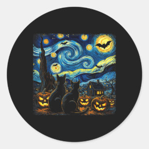 Adesivo Arte do Céu Noturno Amante de Gato Preto Halloween
