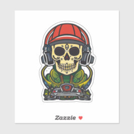 Adesivo Arte do crânio de açúcar com Fones de ouvido e DJ