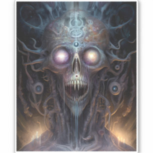 Adesivo Arte do Horror Gótico do Crânio Surreal
