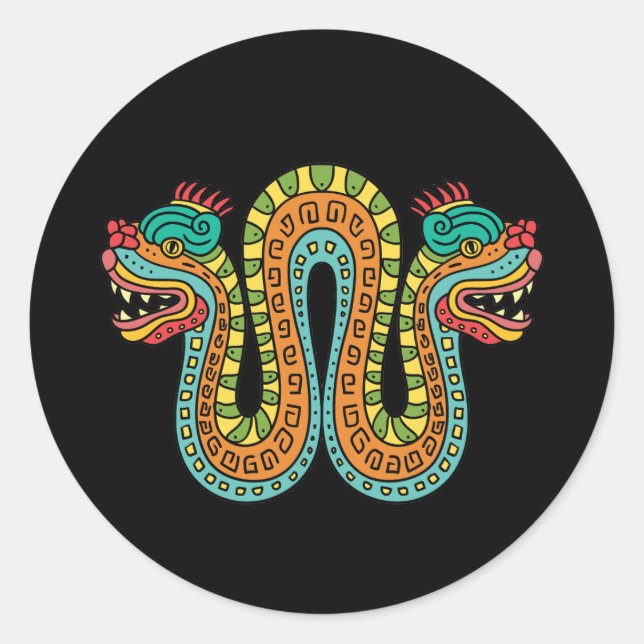 Adesivo Arte do México Cobra de Serpentes de Dupla Cabeça  (Frente)