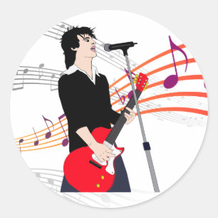 Adesivo Arte do Rocker Cara Guitar Player