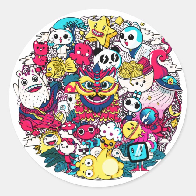 Adesivo Arte Doodle Japonesa (Frente)