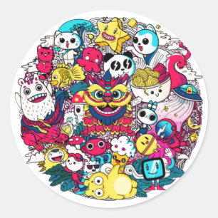 Adesivo Arte Doodle Japonesa