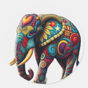 Adesivo Arte elefante caleidoscópica vibrante