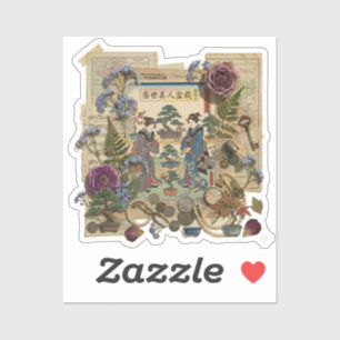 Adesivo Arte Elegante de Colagem Ukiyoe – Beleza Vintage J