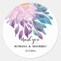 Arte em Aquarela de Dália Rosa Azul Elegante