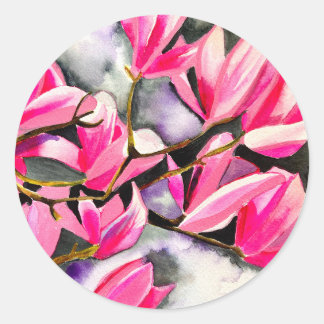 Adesivo Arte em aquarela de magnólia rosa
