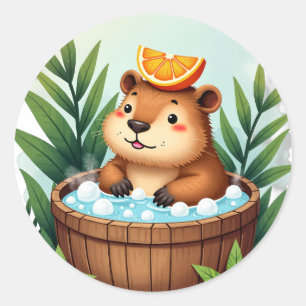Adesivo Arte em Aquarela de Relaxamento da Capivara na Ban