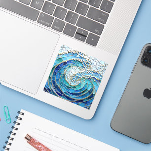 Adesivo Arte em Mosaico do Mar de Ondas