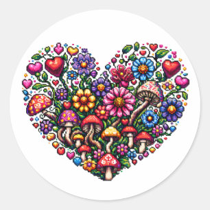 Adesivo Arte em Pixel de Coração Floral