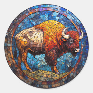 Adesivo Arte em Vidro Pintado de Búfalo Presente para Aman