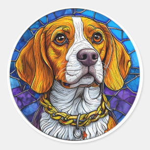 Adesivo Arte em Vidro Pintado de Cachorro Beagle
