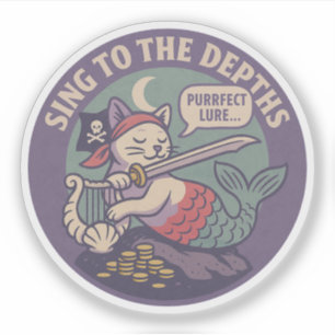 Adesivo Arte engraçada de gato pirata Purr-maid