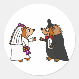 Adesivo Arte engraçada do casamento do ouriço dos noivos