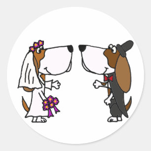 Adesivo Arte engraçada do casamento dos noivos de Basset