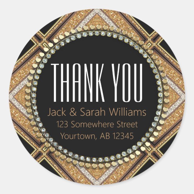 Adesivo Arte Esquadra-D Deco Dourado Preto Obrigado Redond (Frente)